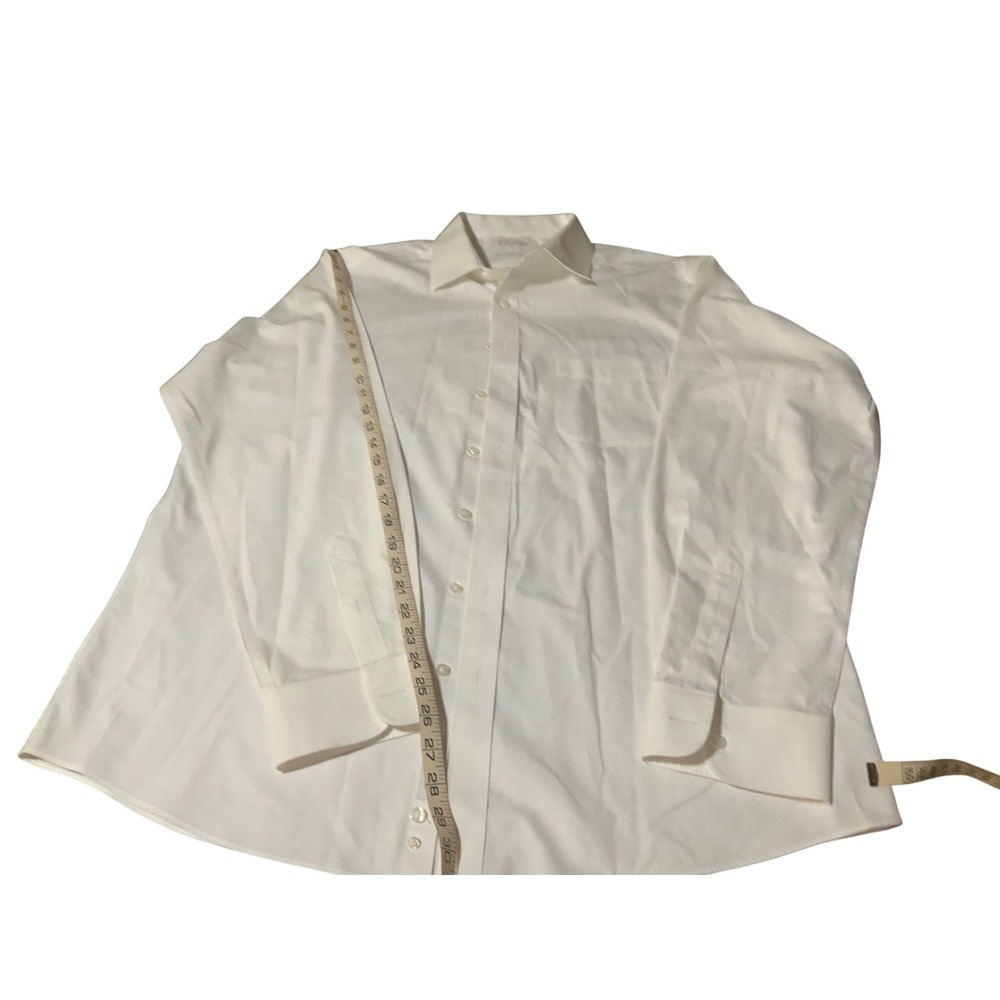 Roundtree & Yorke Gold Label Slim Fit White Dress Shirt 17.5 35 Non-Iron Cotton